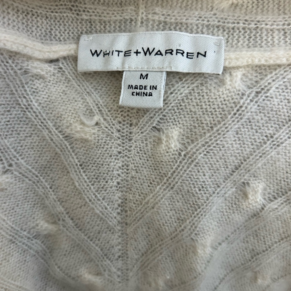 White + Warren Cashmere Textured Cream Cardigan - Picture 8 of 9